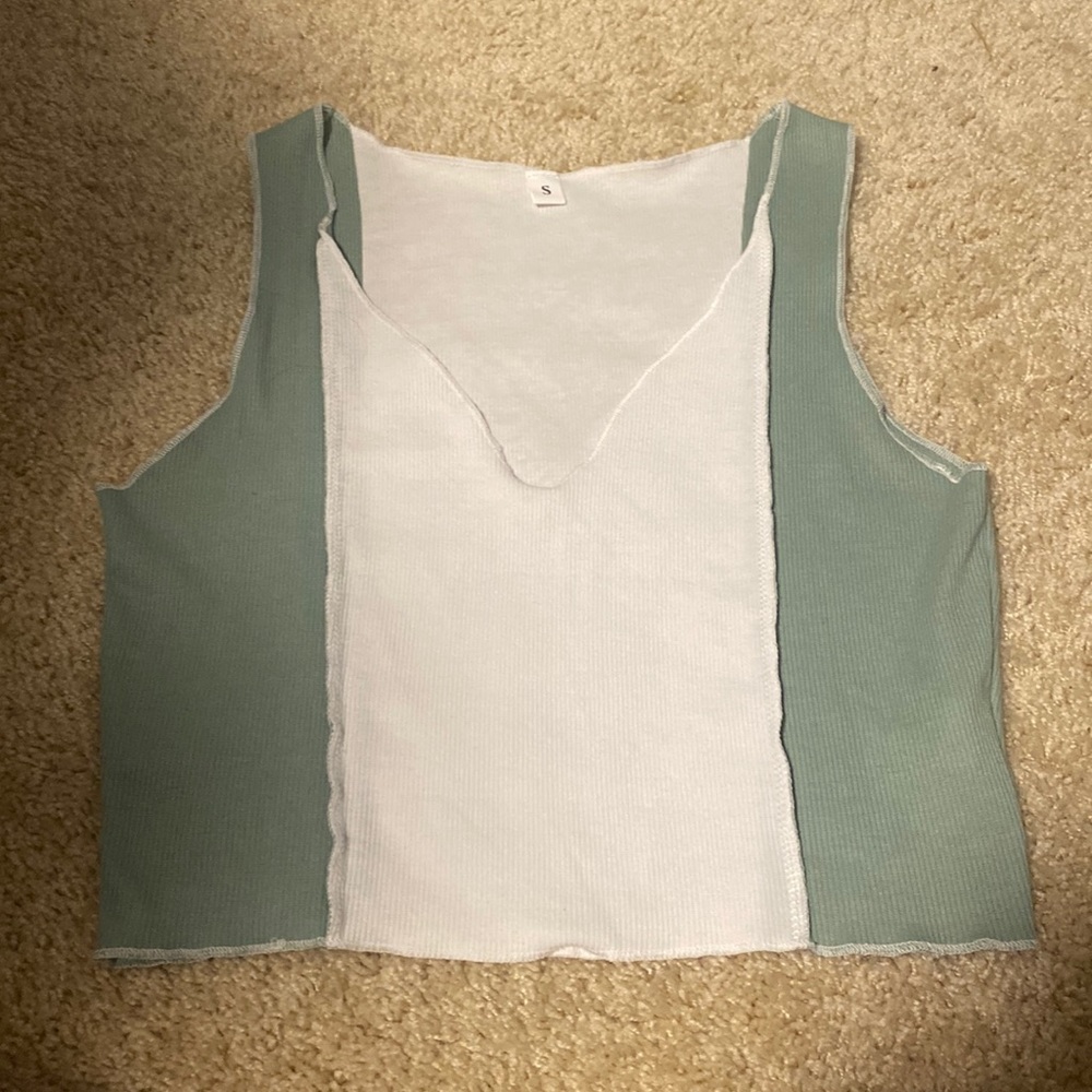 Green and white tank top